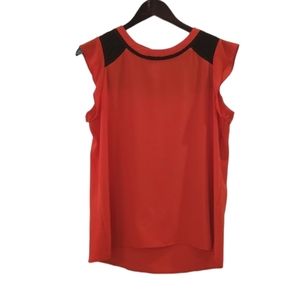 Karl Lagerfeld Red‎ Flutter Sleeve Top Size Medium